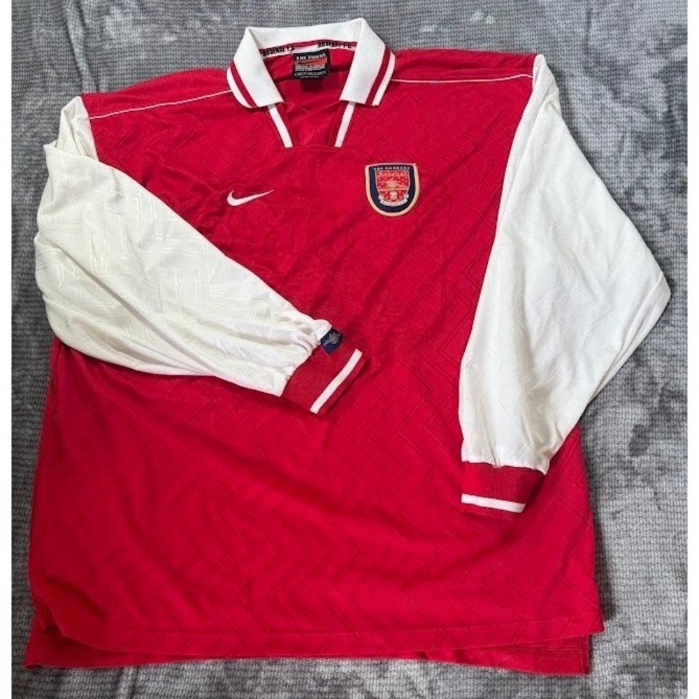 Vintage Nike Arsenal FC 1994-96 Home Team Issued #2 Jersey Long Sleeve Red 3XL